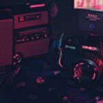 Professional retro cameras in dark room